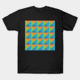 Funky Squares Blue Orange Green T-Shirt